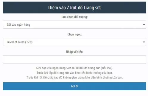 Gửi ngọc vào Web Bank