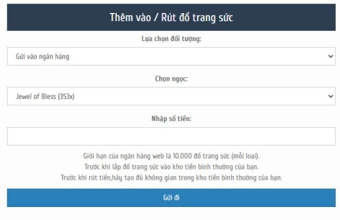 Gửi ngọc vào Web Bank Gửi ngọc vào Web Bank