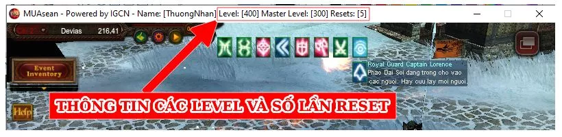 Thông tin level va số lần reset